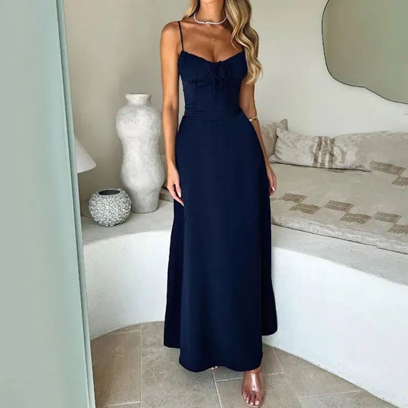 Robe Longue Été – Élégante, Sexy, Uni, Lacée, Tendance Mode, Tempérament Chic