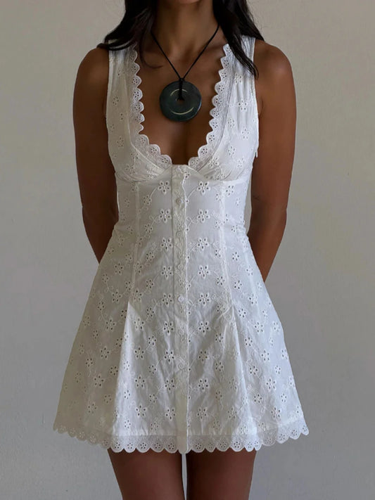 Mini Robe Blanche Style Français