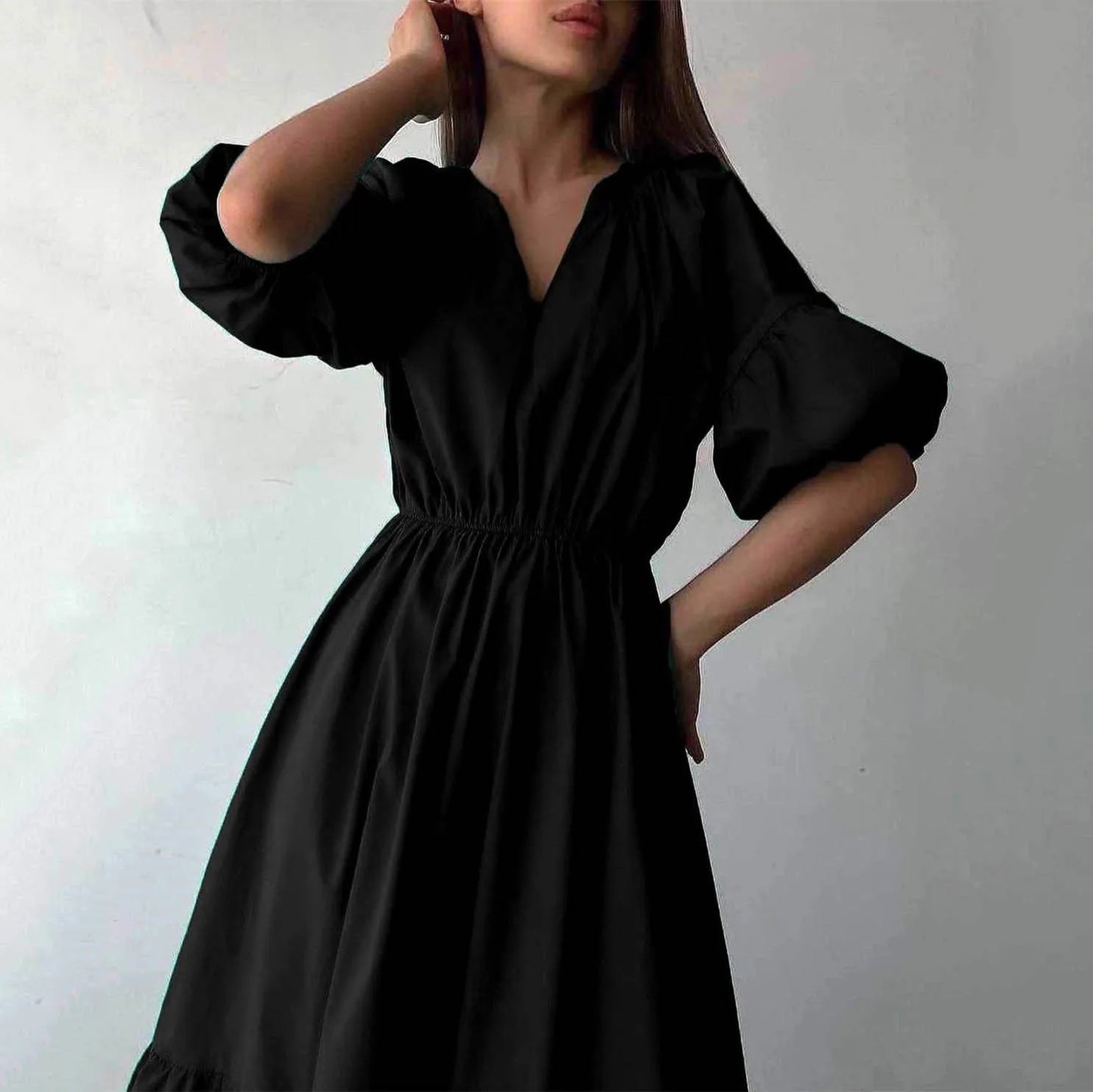 Robe Longue Bohème à Manches Bouffantes
