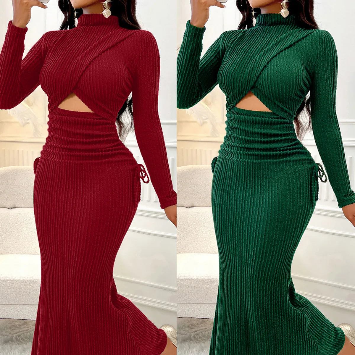Robe à col rond nouveau style pour femmes