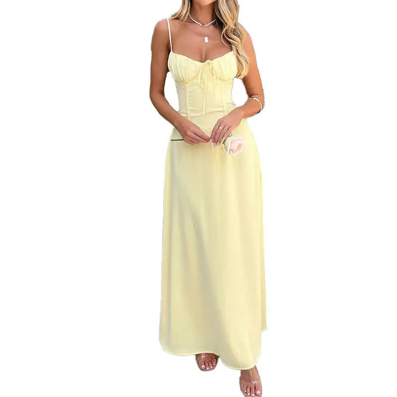 Robe Longue Été – Élégante, Sexy, Uni, Lacée, Tendance Mode, Tempérament Chic