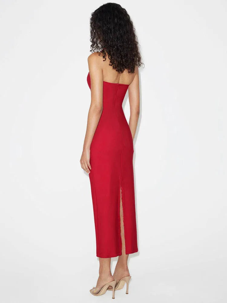 Robe Maxi Rouge Sexy Dos Nu