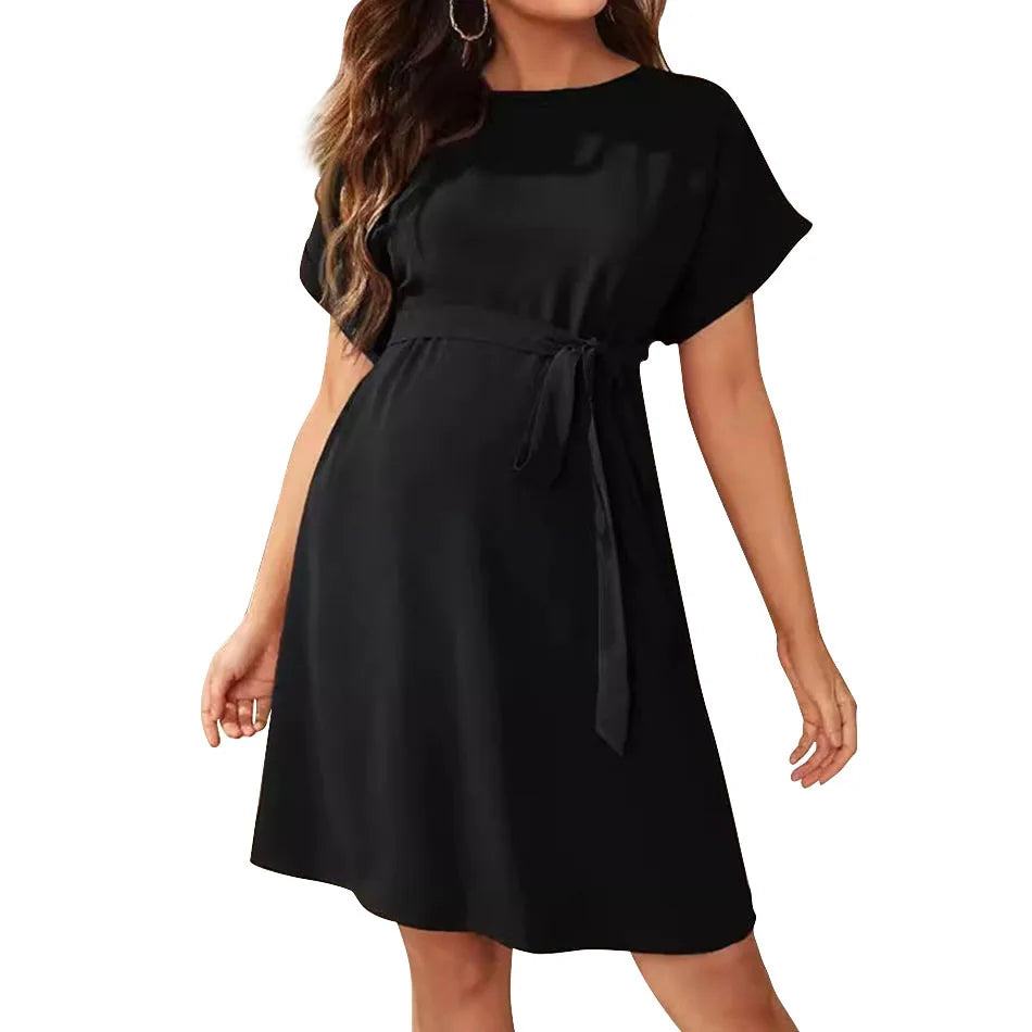 Robe nouée taille haute à manches chauve-souris
