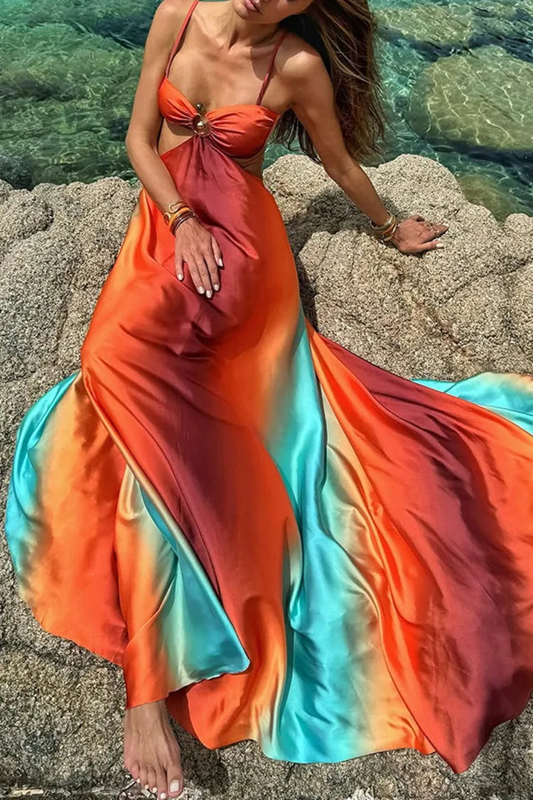 Robe Longue en Satin Dégradé