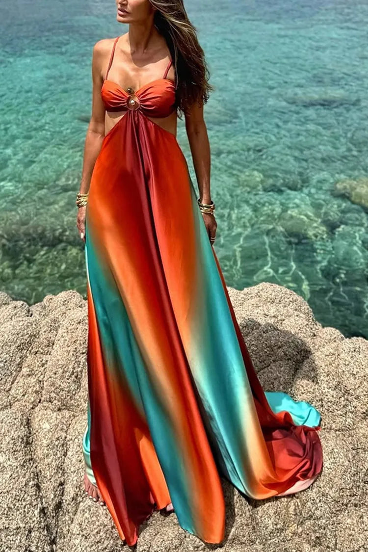 Robe Longue en Satin Dégradé