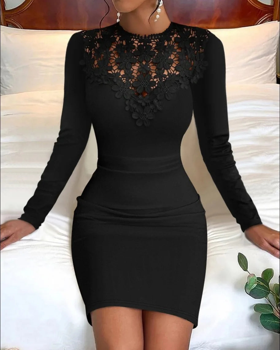 Robe élégante Fleur Dentelle Broderie