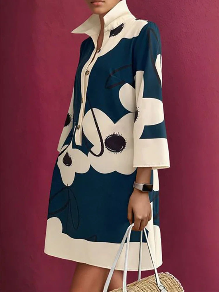 Robes de Printemps Manches Longues Yeezzi Floral Imprimé