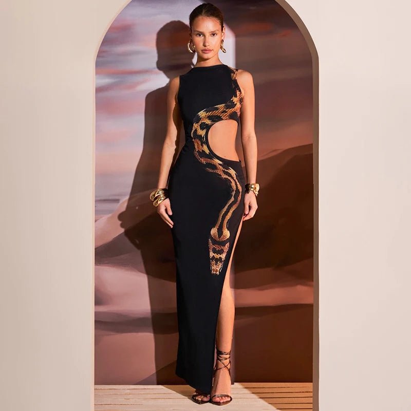 Robe Longue Sans Manches Imprimé  Sexy