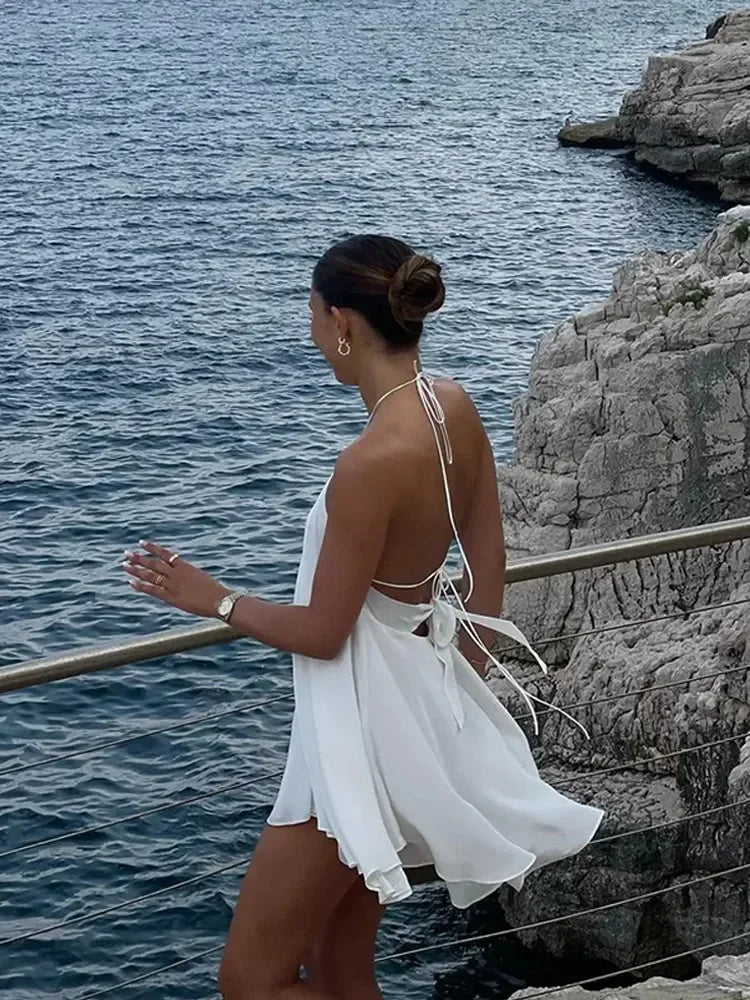 Robe de soirée Sexy à épaules sans manches, ajourée robe de plage, dos nu