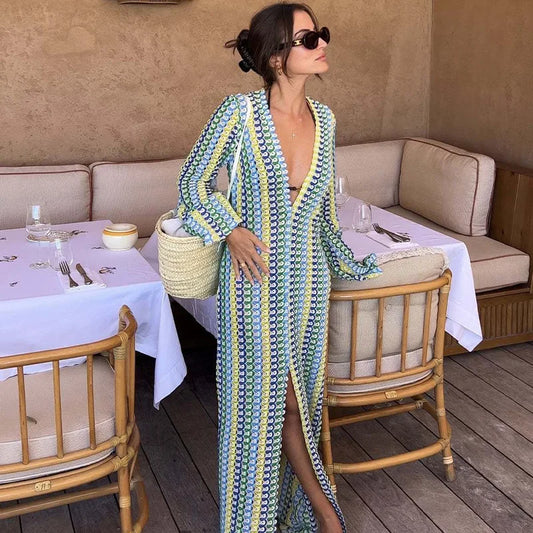 Robe Longue en Dentelle Colorée