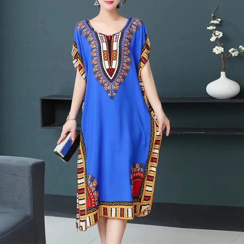 Robe de Maternité Bohème – Imprimé Élégant, Coupe Décontractée, Style Chic pour Grossesse