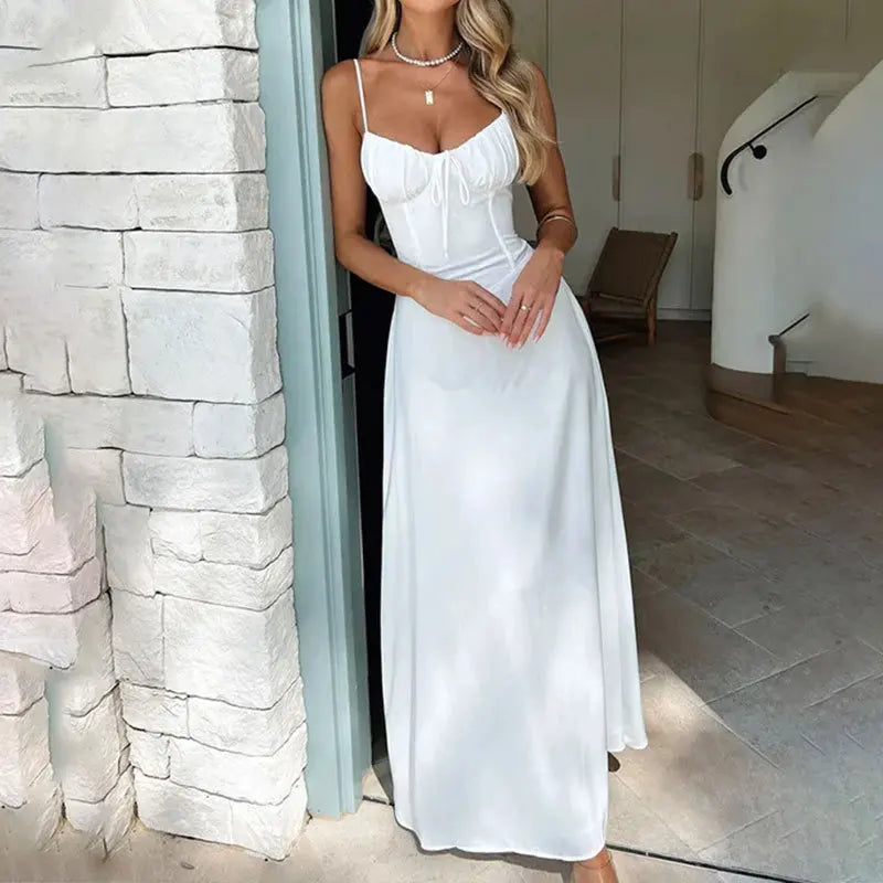 Robe Longue Été – Élégante, Sexy, Uni, Lacée, Tendance Mode, Tempérament Chic