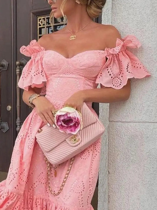 Robe Mi-Longue Épaules Dénudées