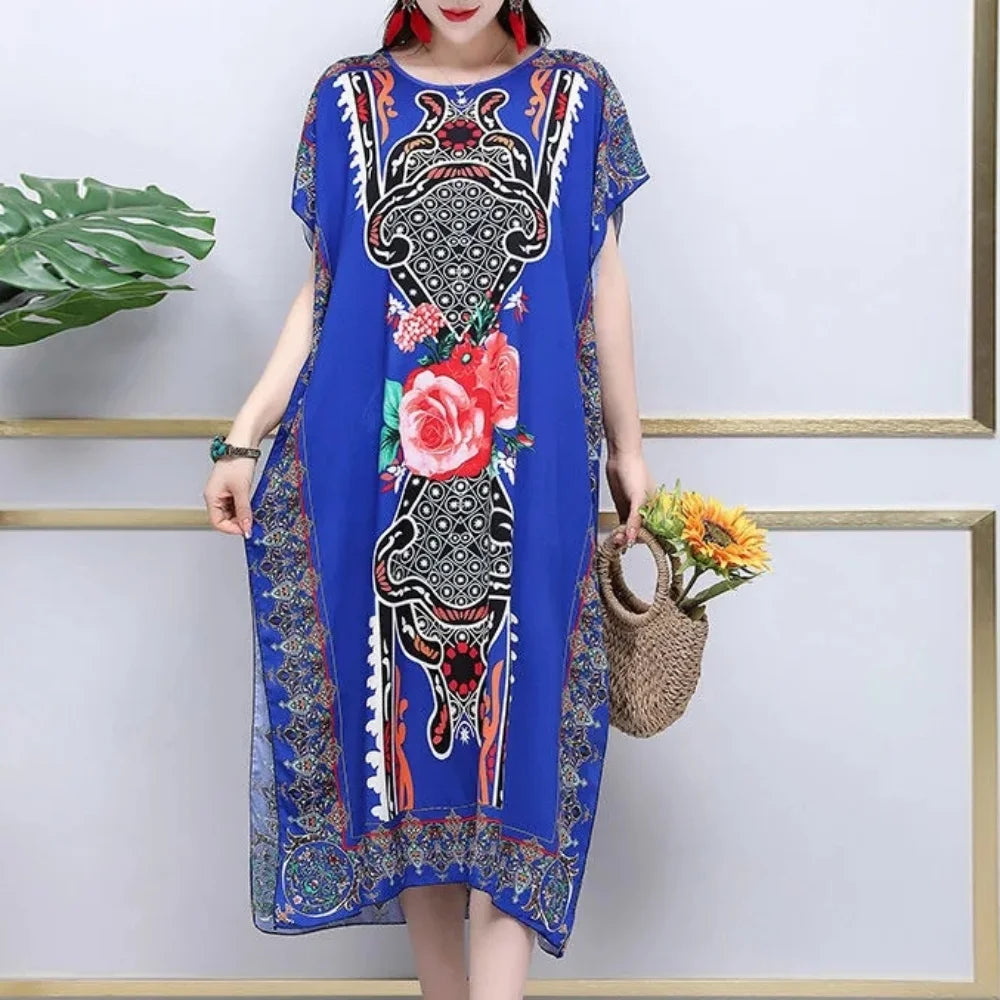 Robe de Maternité Bohème – Imprimé Élégant, Coupe Décontractée, Style Chic pour Grossesse