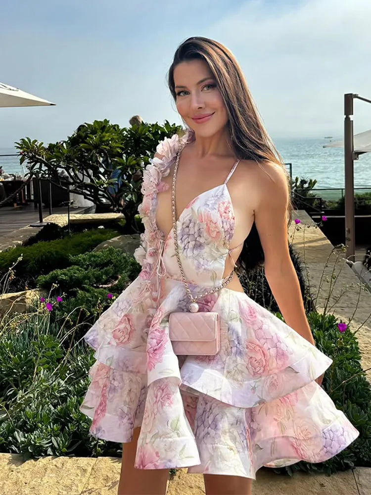Robe d’Été Fleurie à Lacets