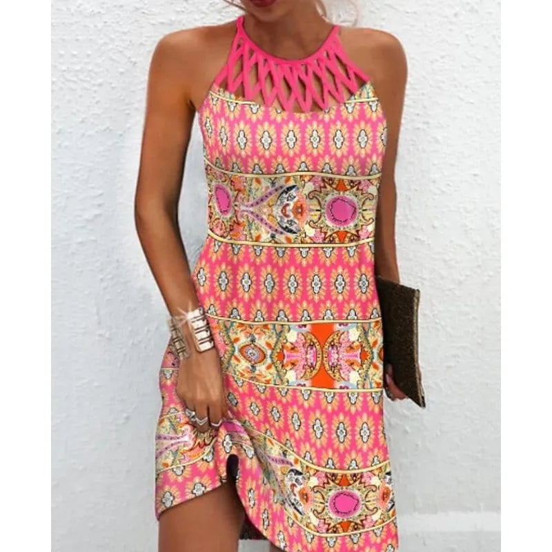 Robe de plage sexy mini à la mode, sans manche