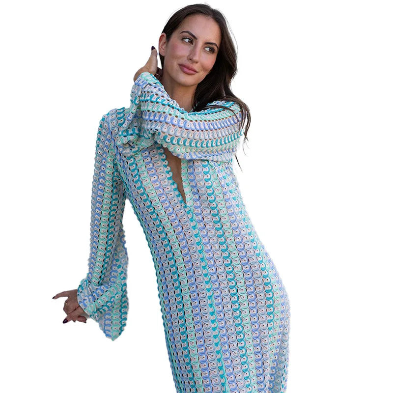 Robe Longue en Dentelle Colorée
