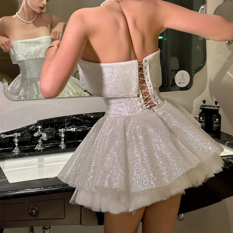 Robe de Soirée Taille Haute à Paillettes
