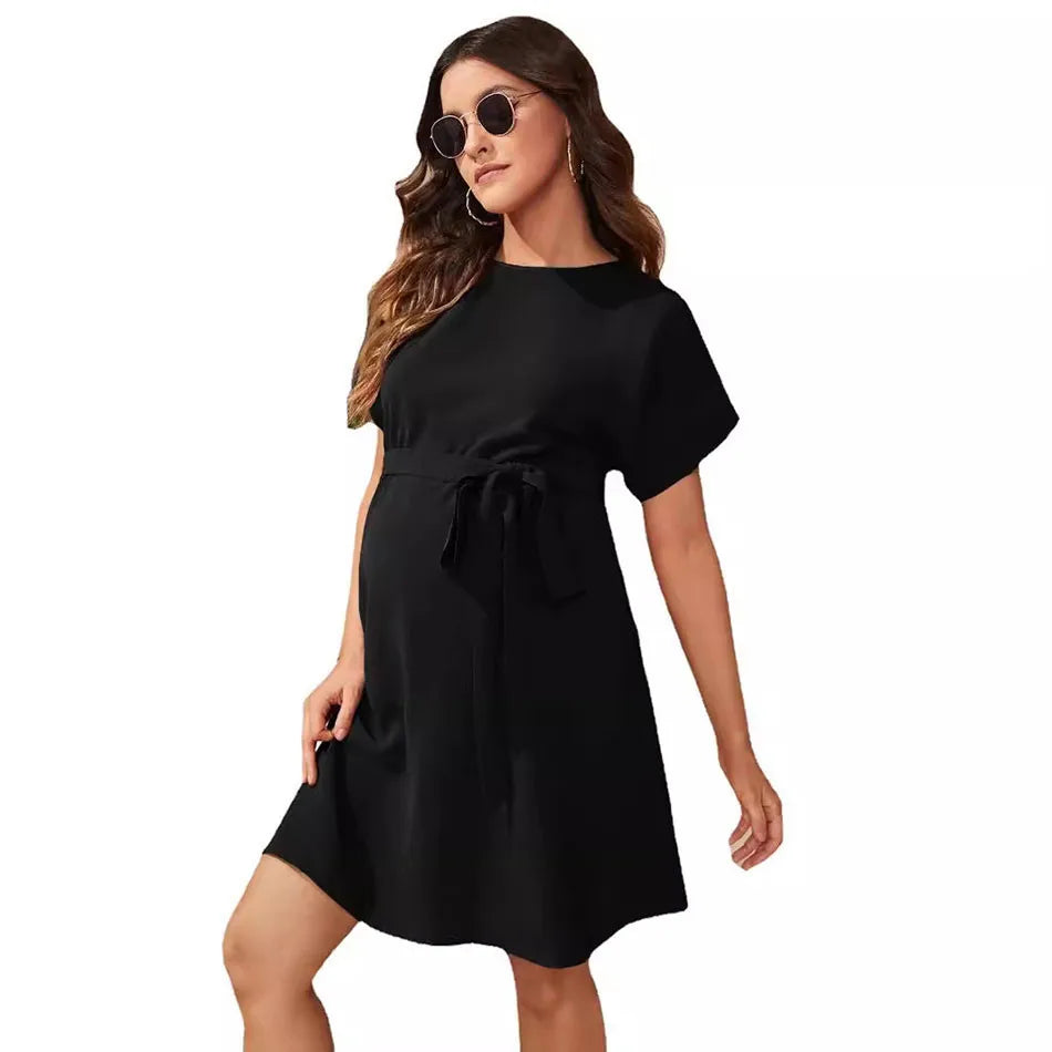 Robe nouée taille haute à manches chauve-souris