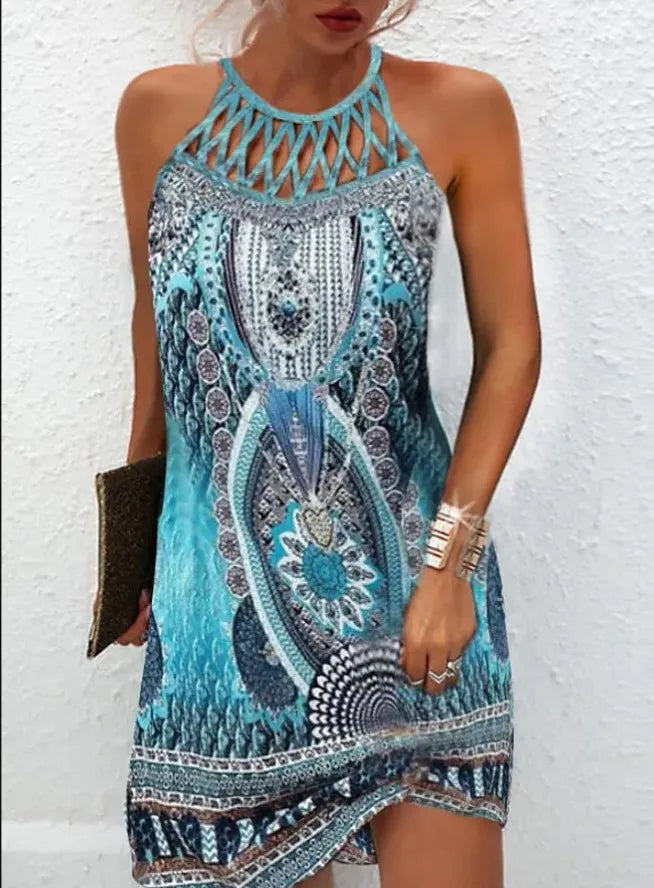 Robe de plage sexy mini à la mode, sans manche