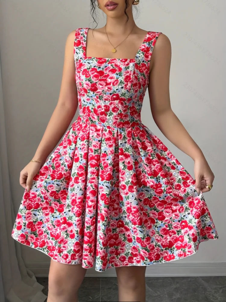 Robe d'Été Rétro Sans Manches
