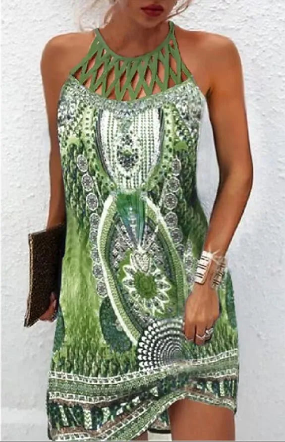 Robe de plage sexy mini à la mode, sans manche