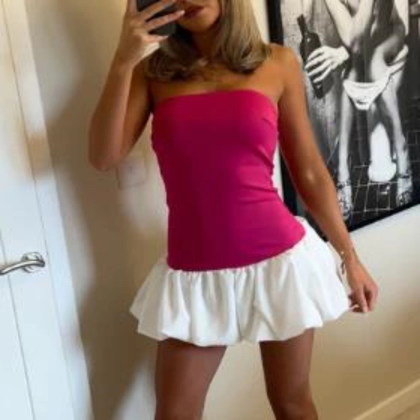 Mini Robe Bustier Sexy  – Robe Bouffante Courte, Épaules Dénudées, Été, Cocktail & Streetwear