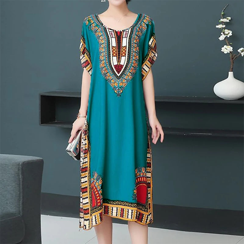 Robe de Maternité Bohème – Imprimé Élégant, Coupe Décontractée, Style Chic pour Grossesse